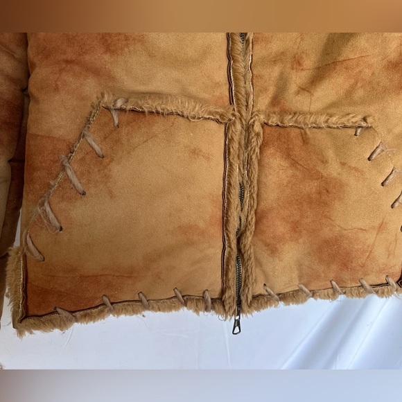 RARE vintage 80s/90s Shearling Faux Leather Jacket - Picture 4 of 7